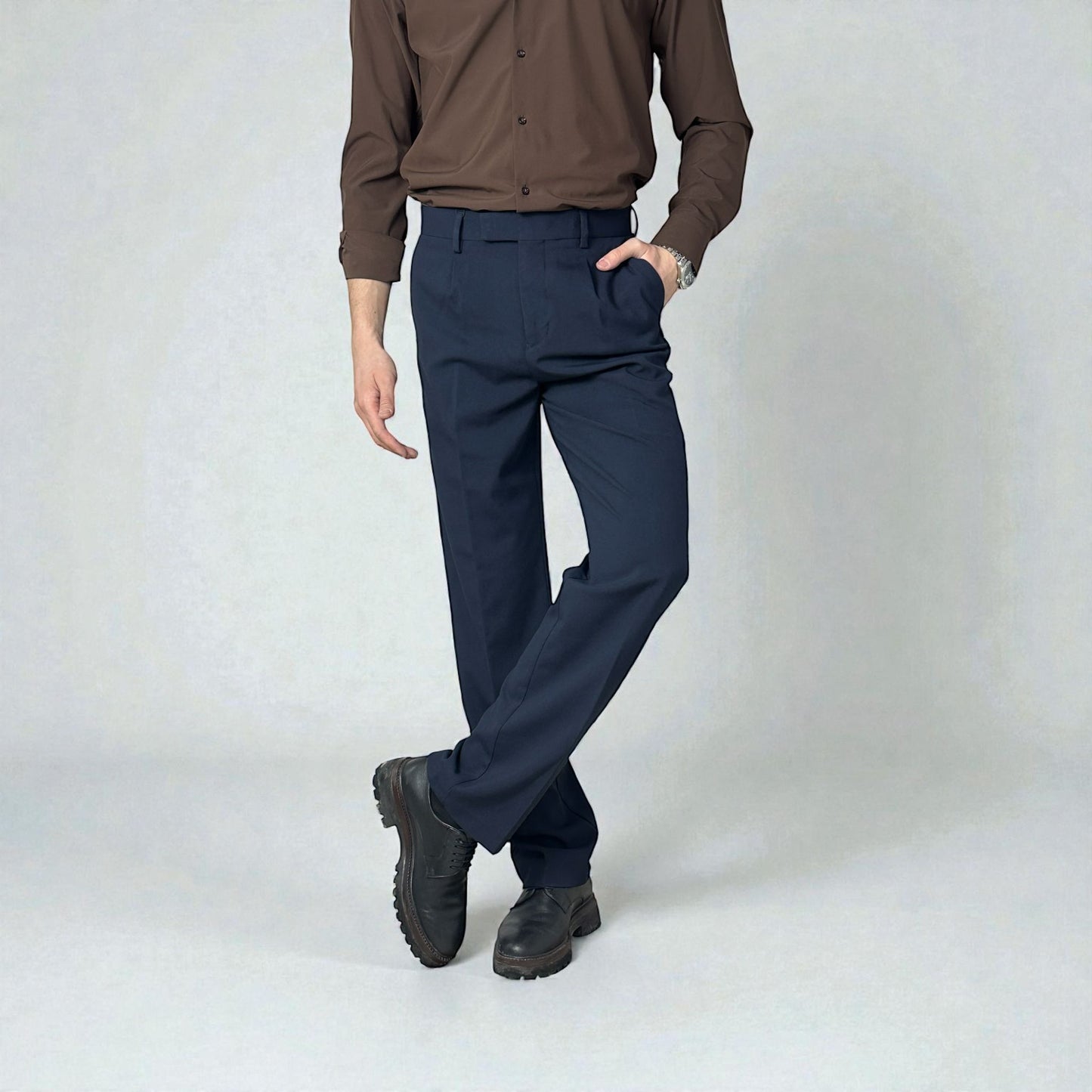 BAGGY FİT KUMAŞ PANTOLON - LACİVERT