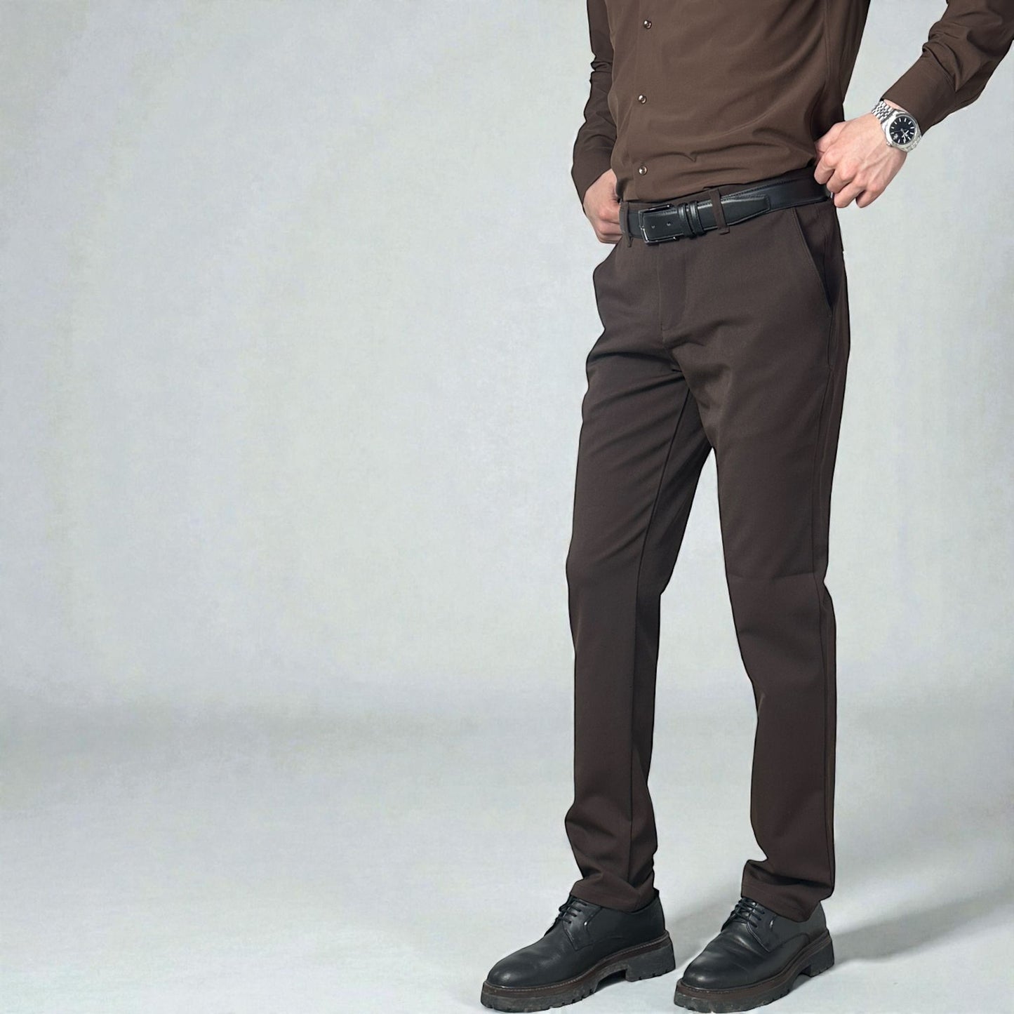 SLİMFİT KUMAŞ PANTOLON - KAHVE