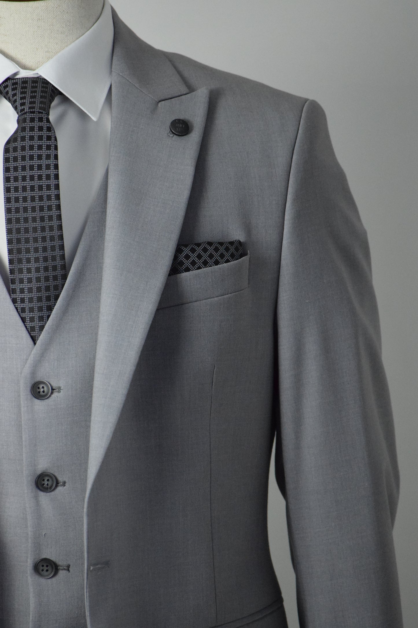 DÜZ YELEKLİ TAKIM ELBİSE - GRİ