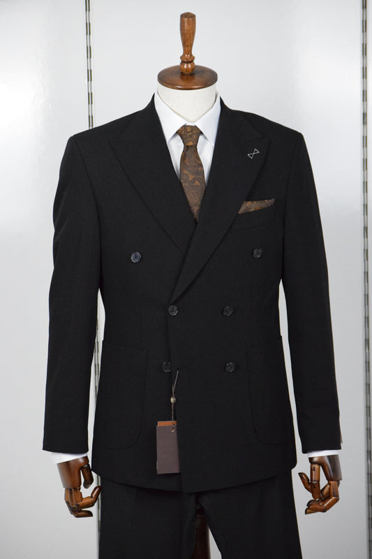 DÜZ KRUVAZE TAKIM ELBİSE - SİYAH