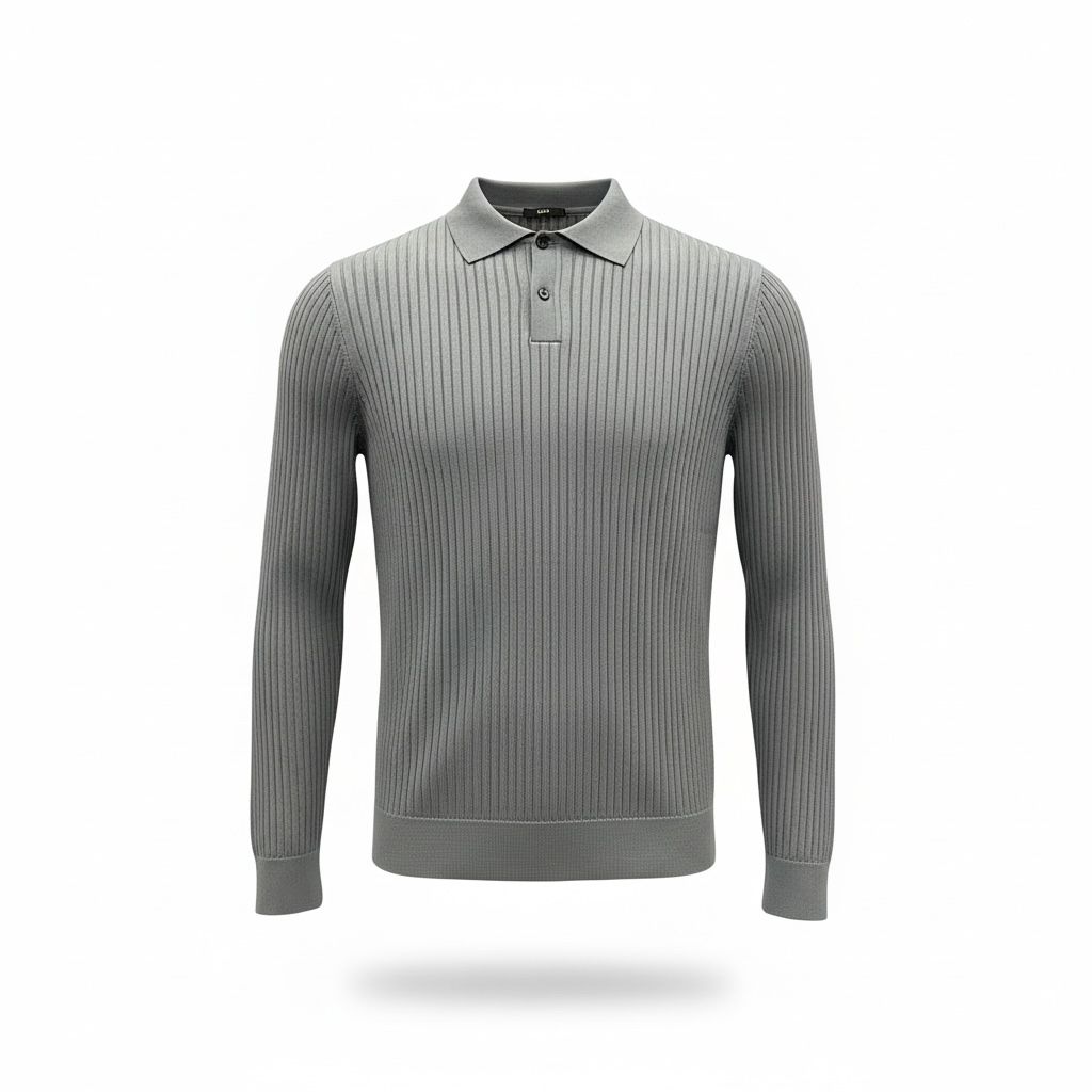 FİTİL DESEN POLO YAKA TRİKO - FÜME