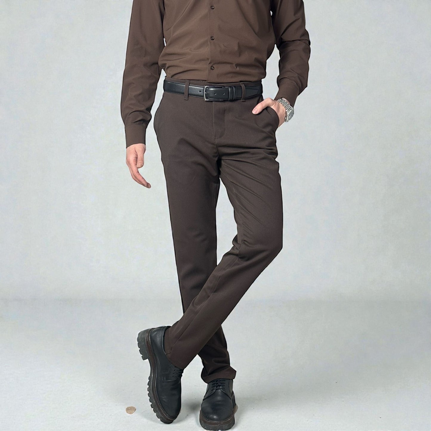 SLİMFİT KUMAŞ PANTOLON - KAHVE