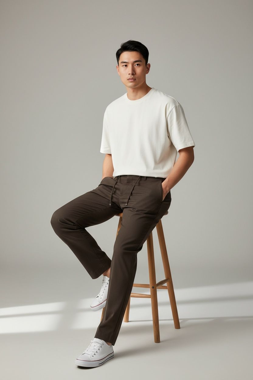 JOGGER KUMAŞ PANTOLON - KAHVERENGİ