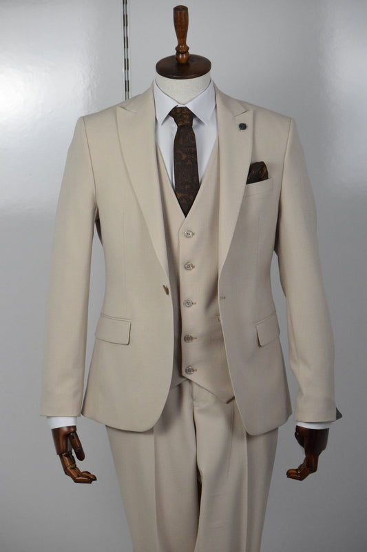 DÜZ YELEKLİ TAKIM - BEJ