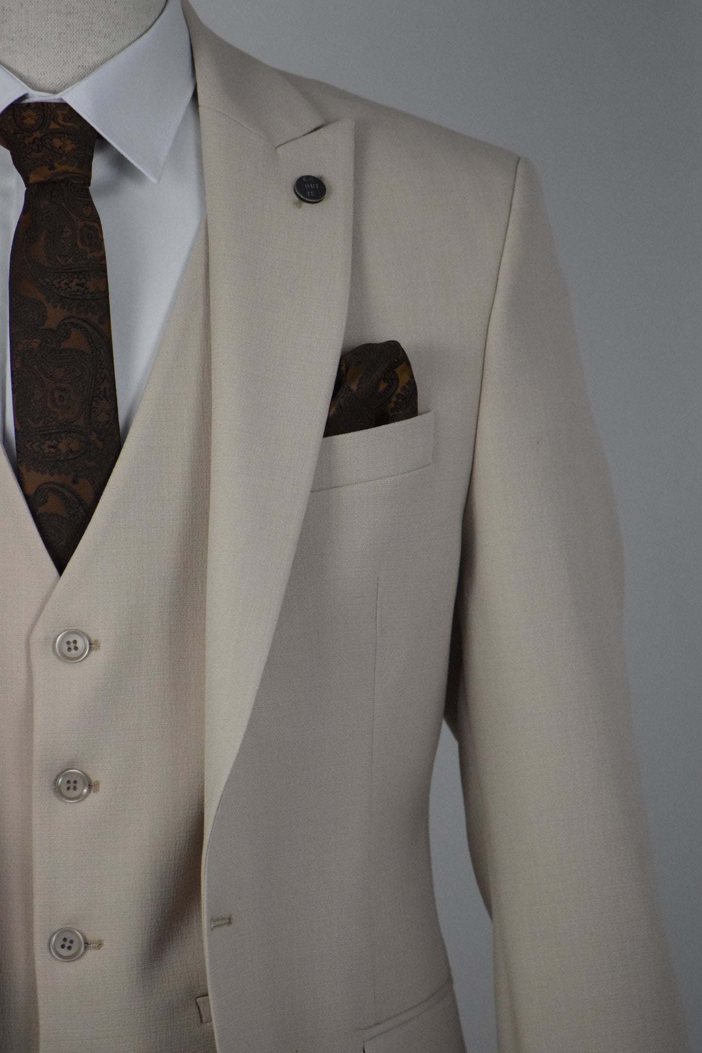 DÜZ YELEKLİ TAKIM - BEJ