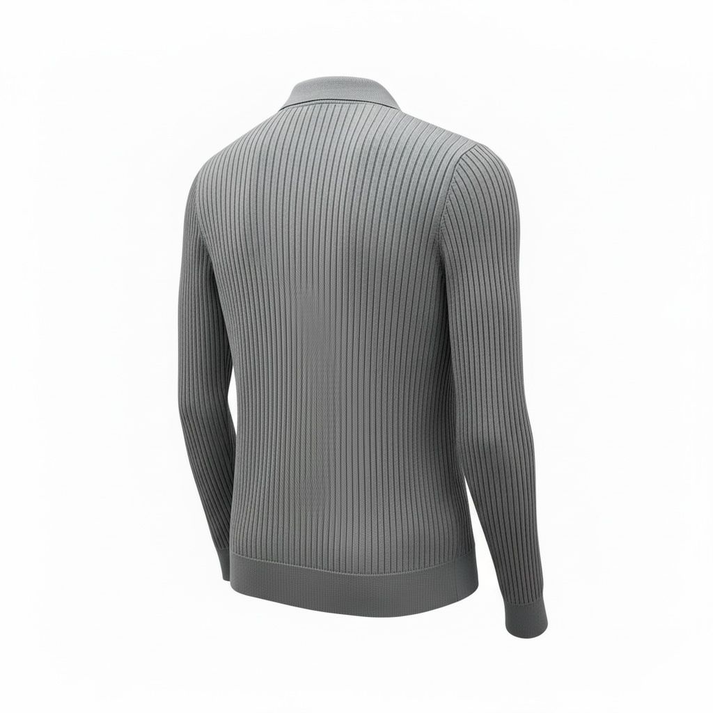 FİTİL DESEN POLO YAKA TRİKO - FÜME