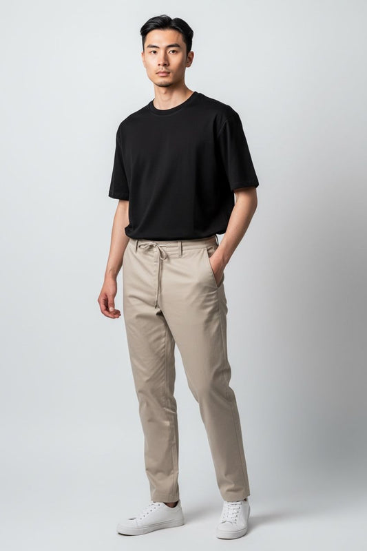JOGGER KUMAŞ PANTOLON - BEJ