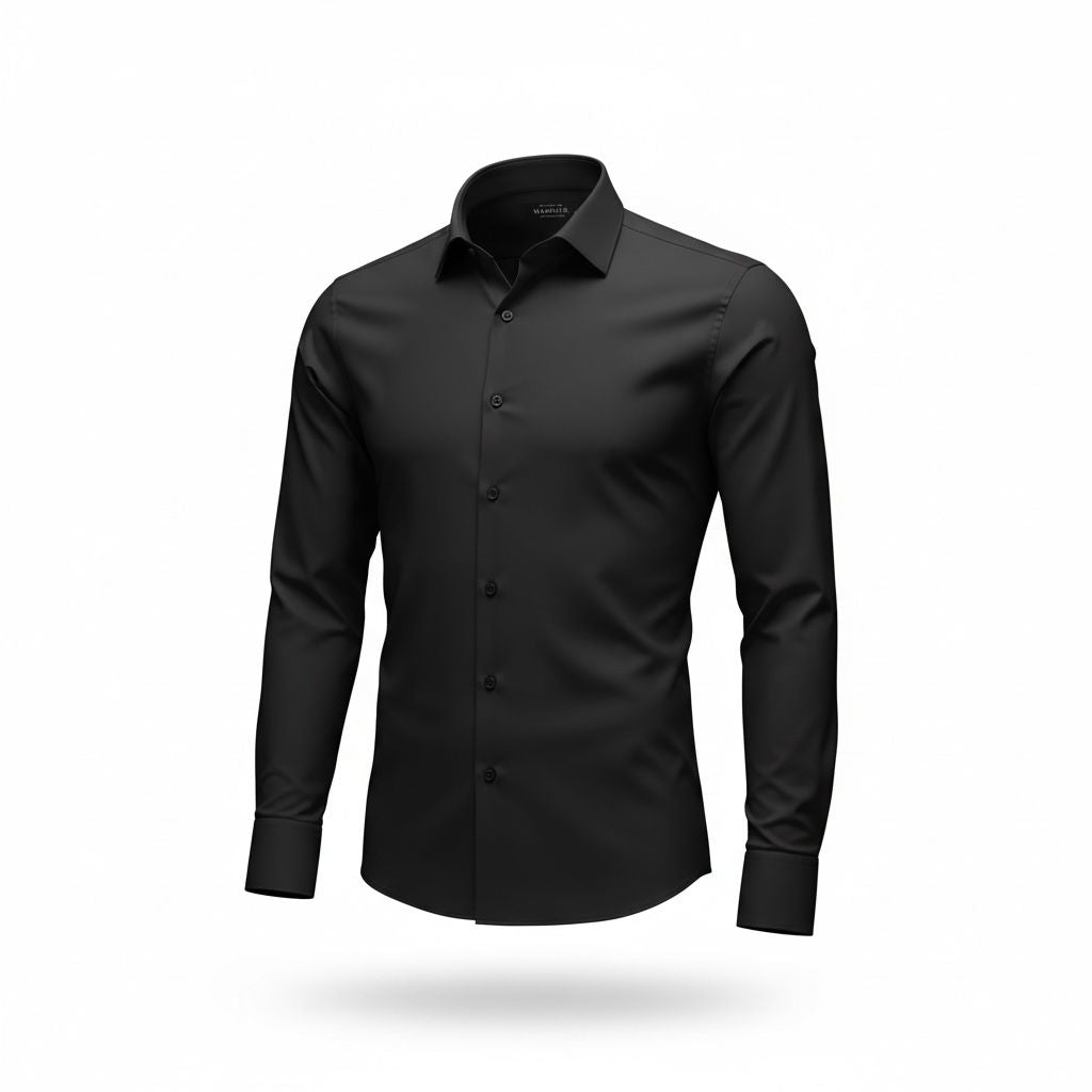 SİYAH PAMUK SATEN GÖMLEK