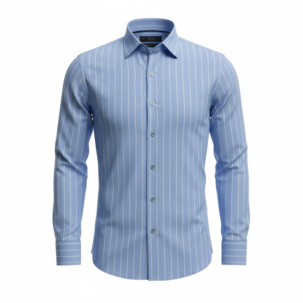 BEYAZ ÇİZGİLİ MAVİ GÖMLEK