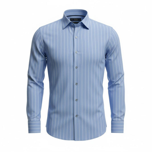 BEYAZ ÇİZGİLİ MAVİ GÖMLEK