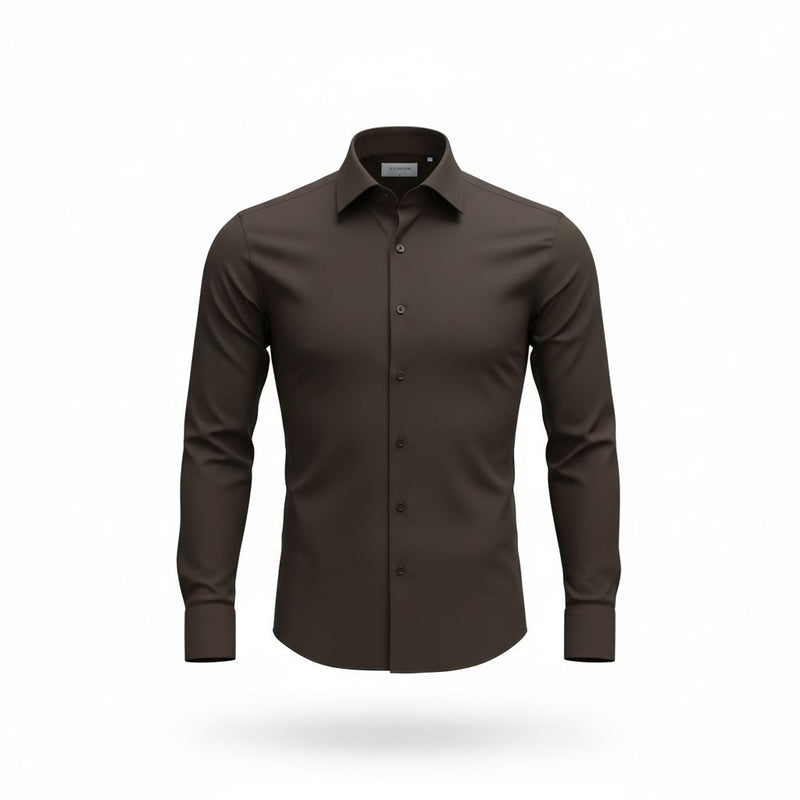 ACI KAHVE PAMUK SATEN GÖMLEK