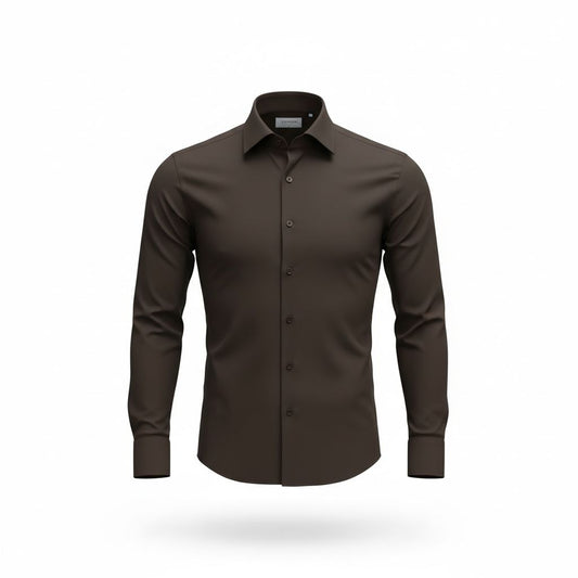 ACI KAHVE PAMUK SATEN GÖMLEK