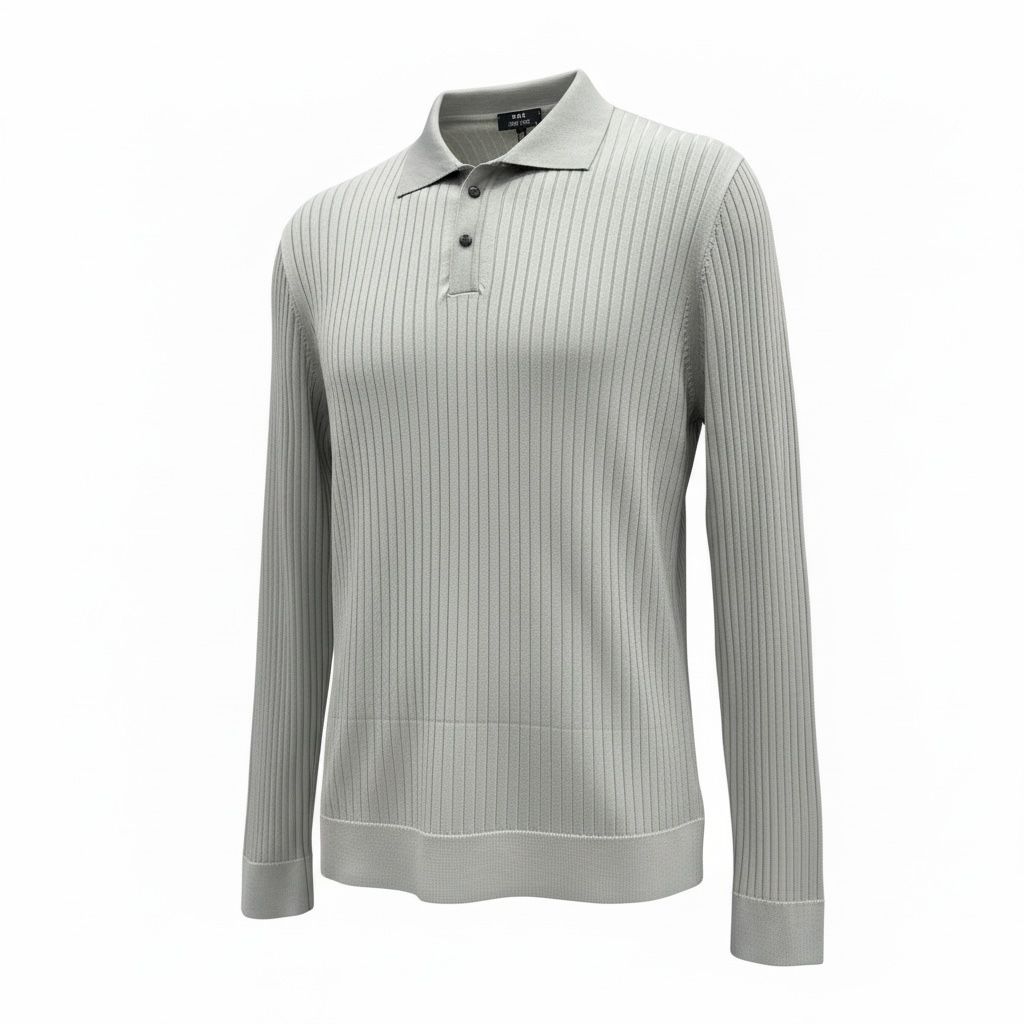 FİTİL DESEN POLO YAKA TRİKO - GRİ