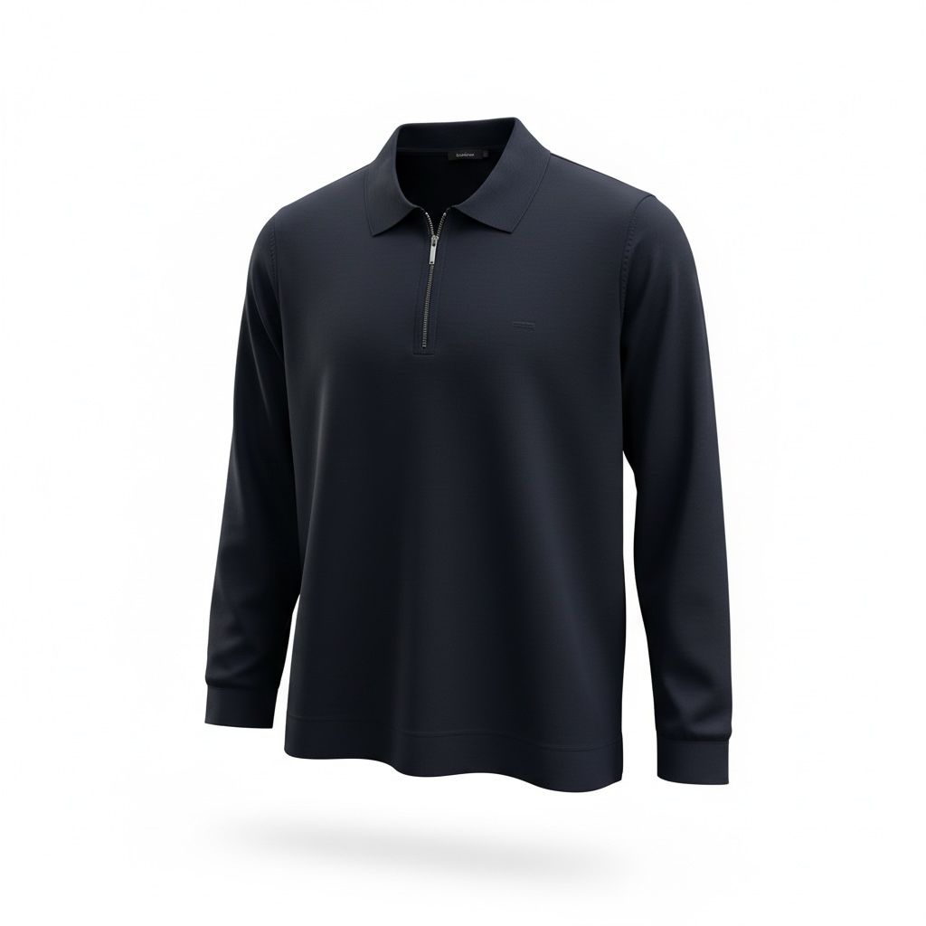 YARIM FERMUARLI TRİKO - LACİVERT