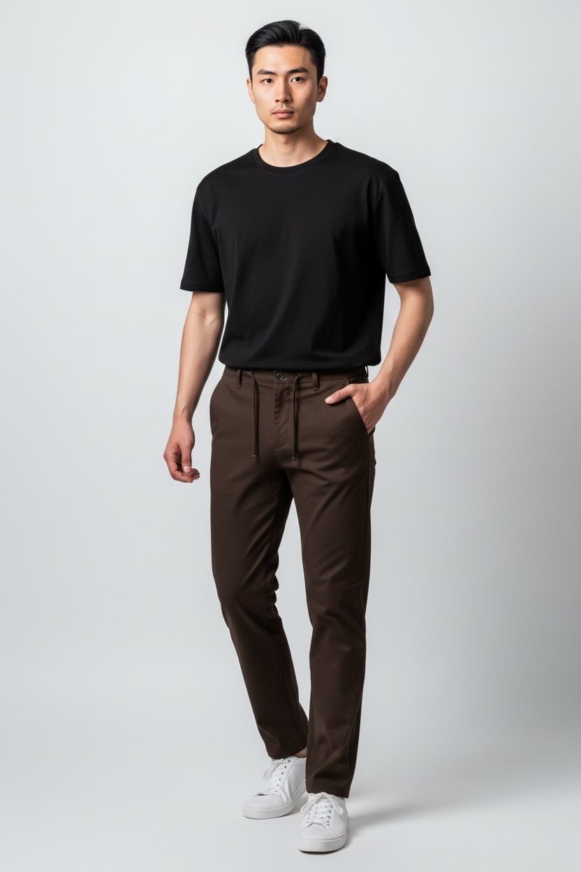 JOGGER KUMAŞ PANTOLON - KAHVERENGİ