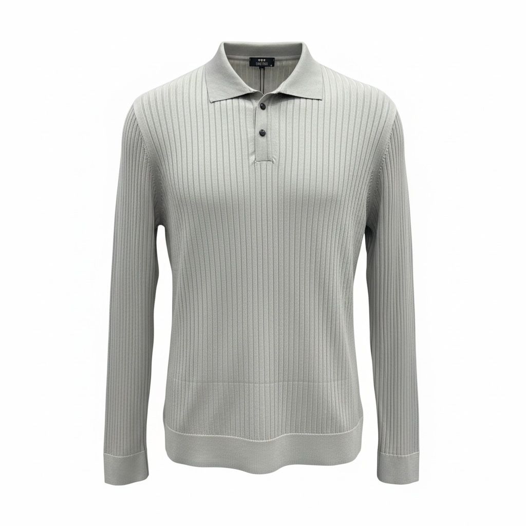 FİTİL DESEN POLO YAKA TRİKO - GRİ
