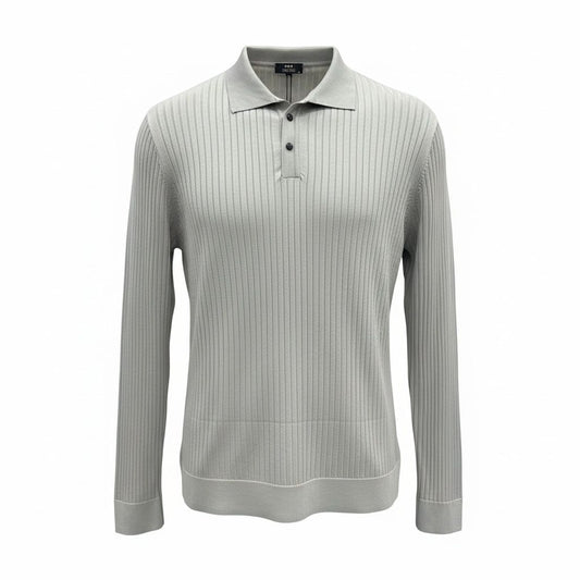 FİTİL DESEN POLO YAKA TRİKO - GRİ