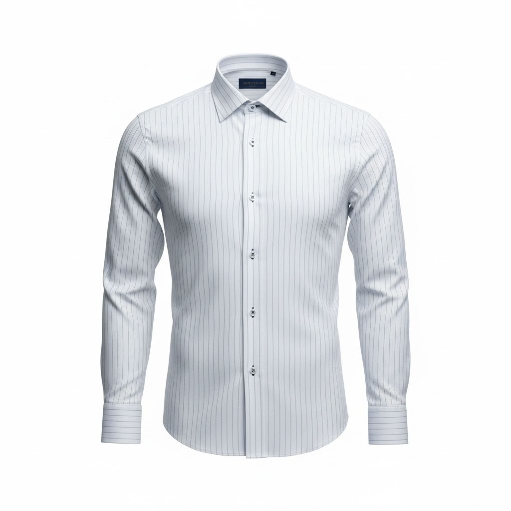 MAVİ ÇİZGİLİ BEYAZ GÖMLEK