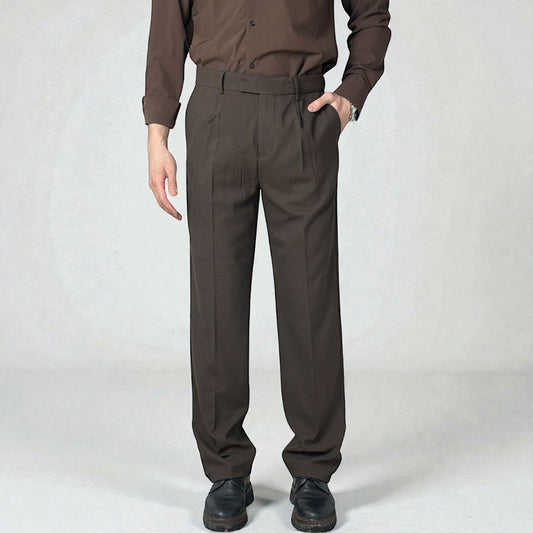 BAGGY FİT KUMAŞ PANTOLON - KAHVERENGİ